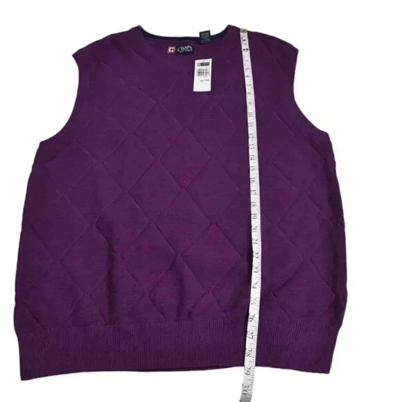NWT  Chaps Sweater Vest Purple Argyle Knit Golf Preppy Size XL - Picture 7 of 7